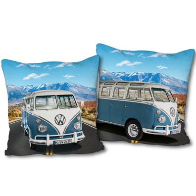 VW Volkswagen Bulli T1 Blau 40 x 40 cm Kissen passend zur Bettwäsche 236