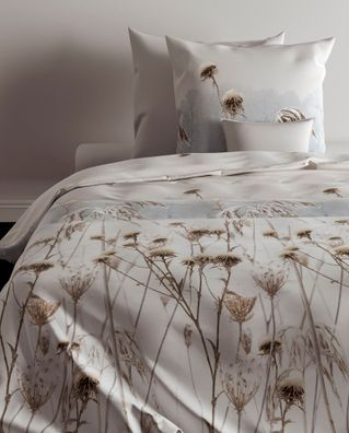 Zo! Home Flanell Bettwäsche 155x220 cm Nashwa Blue Schilf Natur grau blau