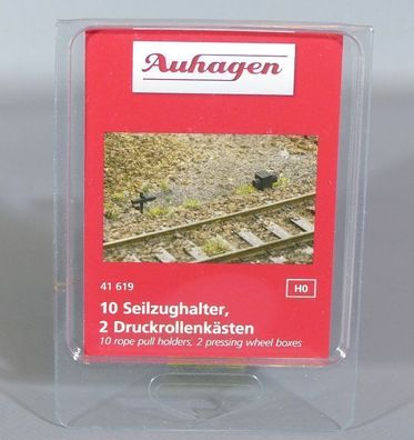 Auhagen H0 41 619 Gleis-Zubehör Deko 10 Seilzughalter 2 Druckrollenkästen NEU OVP