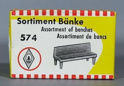 Faller H0 574 Sortiment Bänke Sitzbänke Bank Parkbänke 50er/60er Jahre NEU OVP