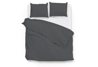 Zo! Home Mako-Satin Bettwäsche 155x220 cm Satinado uni grau Classic Anthracite