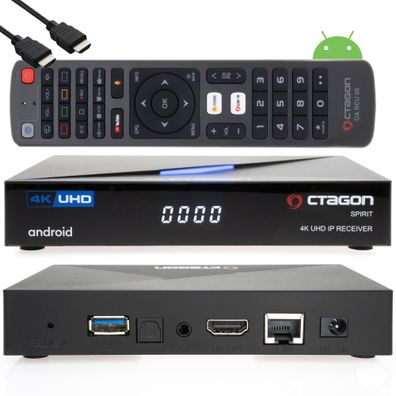 Octagon Spirit 4K UHD HDR10+ Smart Android TV OTT IP Media-Streaming-Box mit WLAN,