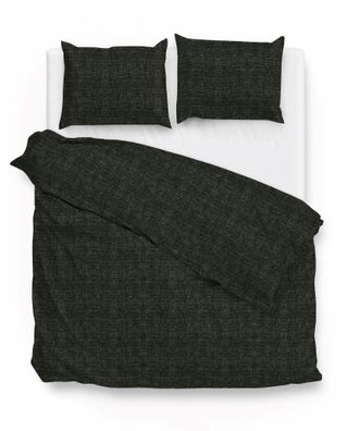 Zo! Home Cotton Bettwäsche 200x200 cm Lino Midnight Black schwarz meliert uni