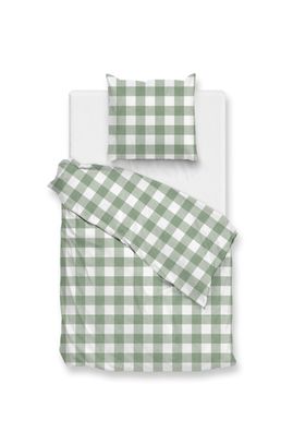 Zo! Home Cotton Bettwäsche 135x200 Quattro di Lino Moss Green grün weiß kariert