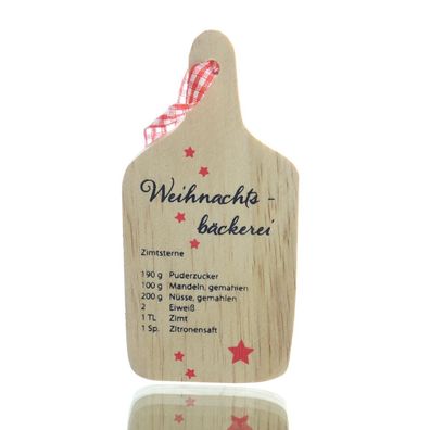 GASPER Weihnachtsanhänger mit Zimtsterne Rezept Natur 12 cm - Holz