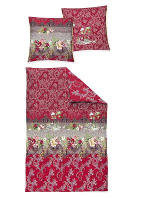 Irisette Glamour Mako-Satin Bettwäsche 155x220 Paisley Rosen Barock rot 8846-60