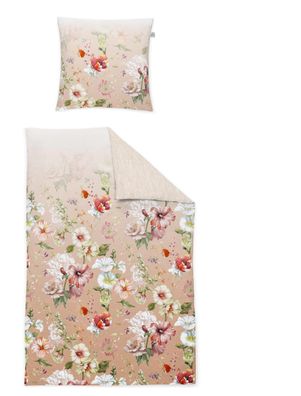 Irisette Magic Mako-Satin Bettwäsche 155x220 Blüten Wende apricot lind 8870-50