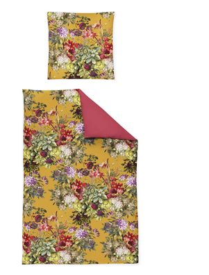 Irisette Magic Mako-Satin Bettwäsche 155x220 Blumen Barock ocker Wende 8848-40