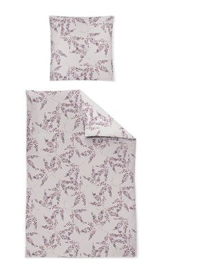 Irisette Capri Mako-Satin Bettwäsche 155x220 Blätter Herbst grau mouve 8141-90