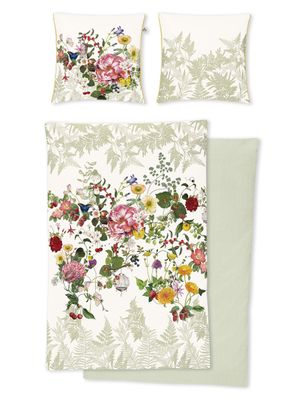 Irisette Magic Mako-Satin Bettwäsche 155x220 Sommer Beeren Blumen weiß bunt 8850-90