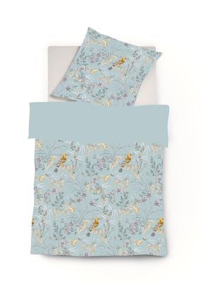 Fleuresse Schweizer Mako-Satin Bettwäsche 135x200 Vögel Blüten Wende 534399-02