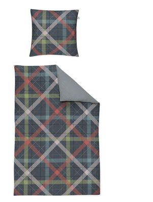 Irisette Juwel Mako-Satin Bettwäsche 155x220 Karo Rauten Wende grau bunt 8839-20
