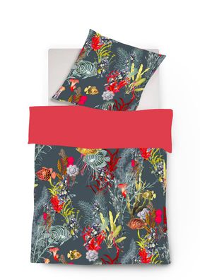 Fleuresse Mako-Satin Bettwäsche 200x200 Fische Korallen Meer exotic sea Wende