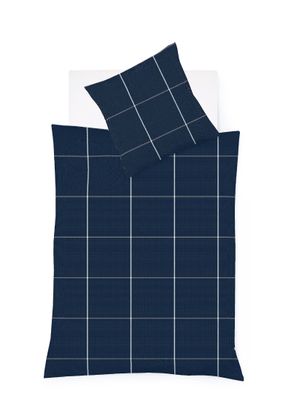 Fleuresse Lech Edelflanell Bettwäsche 155x220 Karo indigo blau 604311-02