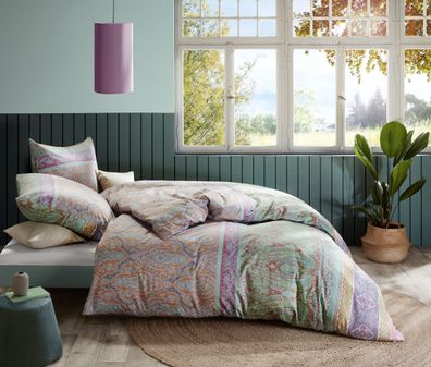 Fleuresse Mako-Satin Bettwäsche 155x220 Ornamente Paisley bunt 114128-15
