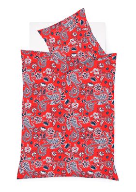 Fleuresse Mako-Satin Bettwäsche 155x220 Paisley blau rot 114285-09