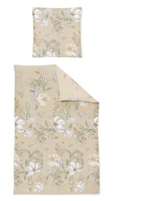 Irisette Nova Mako-Satin Bettwäsche 135x200 Magnolie beige weiß Blüten 8388-80