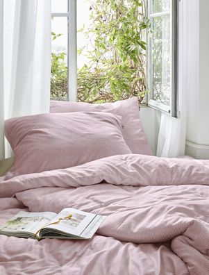 Irisette Easy Soft-Seersucker Bettwäsche 155x220 Melange rosa weiß 8514-60