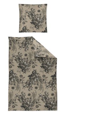 Irisette Sky Mako-Satin Bettwäsche 155x220 Blüten Blumen natur schwarz 8396-80