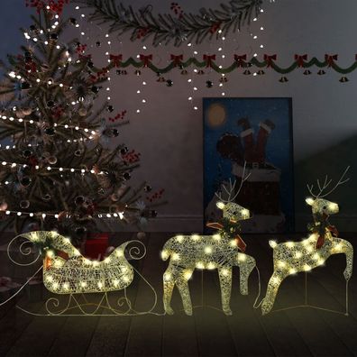 Weihnachtsdeko Rentier &amp; Schlitten 60 LEDs Outdoor Golden