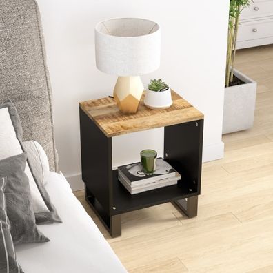 Couchtisch 40x31x46 cm Massivholz Mango &amp; Holzwerkstoff