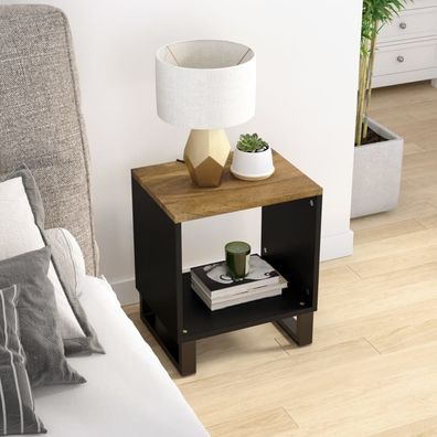 Couchtisch 40x31x46 cm Massivholz Mango &amp; Holzwerkstoff