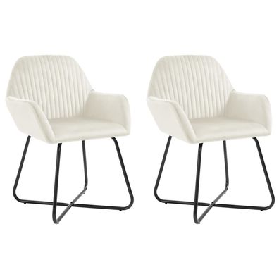 vidaXL Esszimmerstühle 2 Stk. Creme Samt