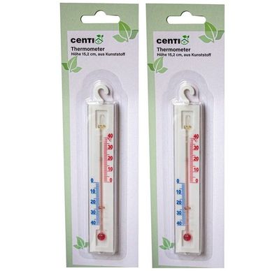 Kunststof Thermometer Wit voor binnen of buiten set van 2 stuks