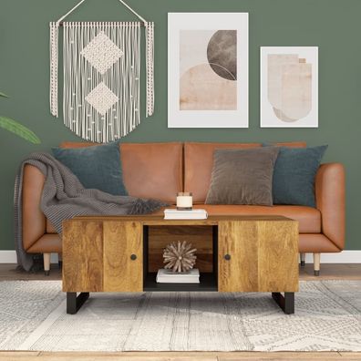 Couchtisch 100x54x40 cm Massivholz Mango &amp; Holzwerkstoff