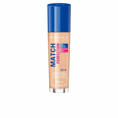 Rimmel London Match Perfection Foundation Spf20 100 Ivory 30ml