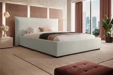 Polsterbett Bett AMADA 140x200cm in Stoff Ascot Beige / Speed