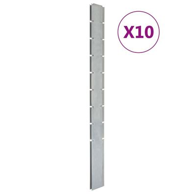 vidaXL Zaunpfosten 10 Stk. Silbern 220 cm Verzinkter Stahl