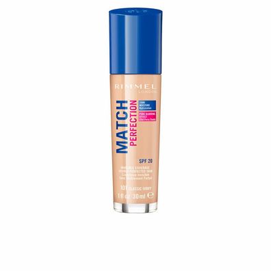 Rimmel London Match Perfection Foundation Spf20 101 Classic Ivory 30ml