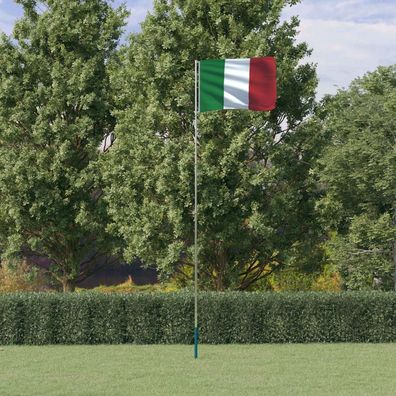 vidaXL Flagge Italiens mit Mast 5,55 m Aluminium