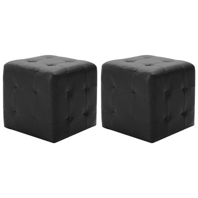 vidaXL Pouf 2 Stk. Schwarz 30x30x30 cm Kunstleder