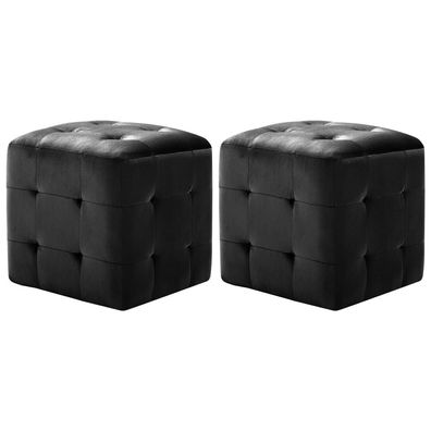 vidaXL Pouf 2 Stk. Schwarz 30x30x30 cm Samtstoff