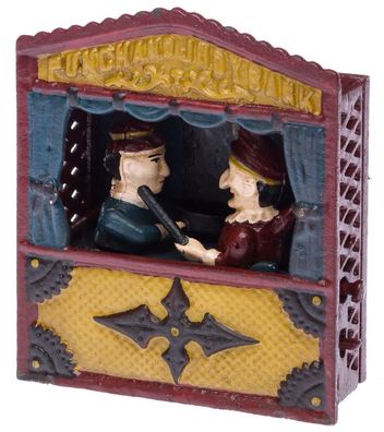 Nostalgie Spardose Kaspertheater Kasper Theater Eisen moneybox puppet theatre