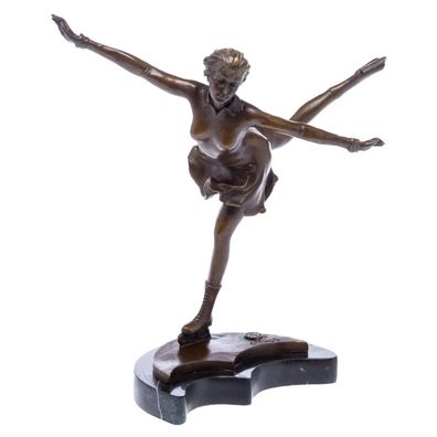 Bronze Skulptur nach Ferdinand Preiss Eiskunstlauf Schlittschuhe art deco Style