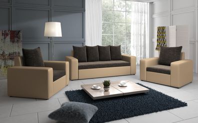 FURNIX Polstersofa und Polstersessel-Set Marlenn mit Schlaffunktion KO17 + MA02