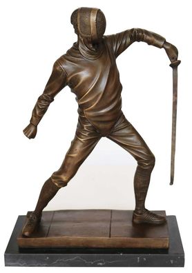 Bronzeskulptur Fechter Fechten Sport im Antik-Stil Bronze Figur Statue 31cm