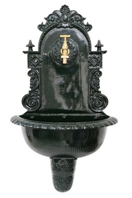 Brunnen 72cm Wandbrunnen grün Alu Waschbecken im Nostalgie Antik-Stil (c)