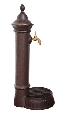 Standbrunnen 73cm Alu Brunnen Waschbecken Garten im Antik-Stil braun