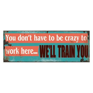 Clayre & Eef Textschild 36x13 cm Blau Orange Eisen Rechteck (Gr. 36x1x13 cm)