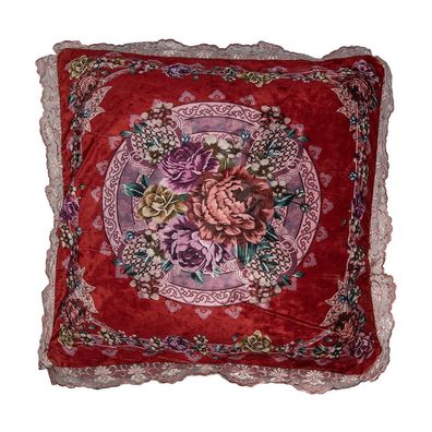 Clayre & Eef Kissenbezug 55x55 cm Rot Synthetisch Quadrat Blumen (Gr. 55x55 cm)