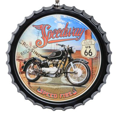 Blechschild Motorrad Route 66 Speedway Schild 50cm Magnettafel Deko Antik-Stil