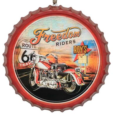 Blechschild Route 66 Freedom Riders Schild 50cm Magnettafel Pinwand Antik-Stil