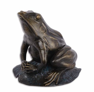 Eisenfigur Frosch auf Lotus Seerose Figur Skulptur Eisen Antik-Stil 25cm