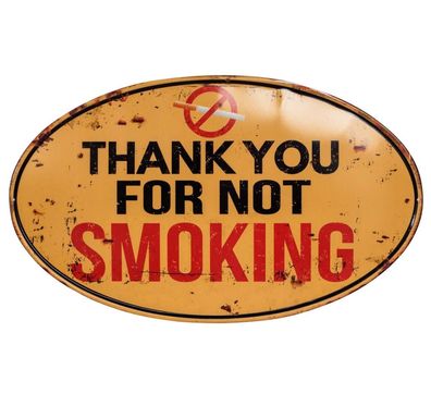 Blechschild Rauchverbot Rauchen not smoking Schild 56cm Magnettafel Antik-Stil