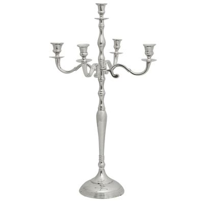 Kerzenhalter Kerzenständer 5-armig Aluminium silber Antik-Stil 78cm