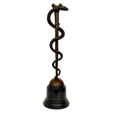 Bronzeskulptur Äskulapstab Arzt nach Caduceus 38cm Antik-Stil Replik Kopie